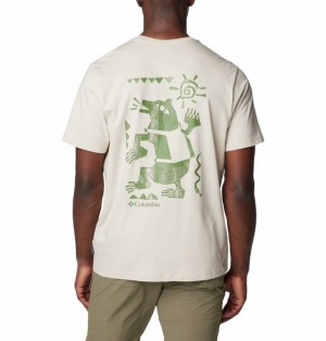 Beige Men Columbia Explorers Canyon™ Back Graphic T Shirts | 37727154