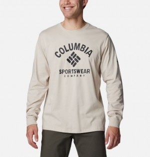 Beige Men Columbia Rockaway River™ Graphic Long Sleeve T Shirts | 68611245