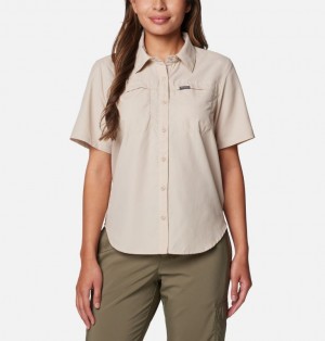 Beige Women Columbia Silver Ridge™ 3.0 Short Sleeve Hiking Shirts | 4184525