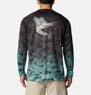 Black Men Columbia Super Terminal Tackle PFG™ Fish Flow Long Sleeve T Shirts | 75955776