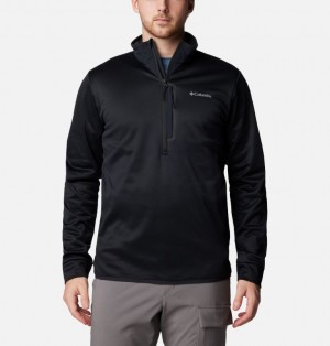 Black Men Columbia Tech™ Half Zip Fleece Jackets | 55299793