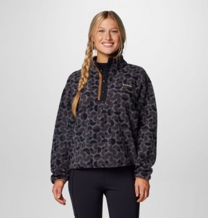 Black Women Columbia Helvetia™ II Cropped Sherpa Half Snap Printed Fleece | 35427261