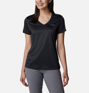 Black Women Columbia Hike™ V-Neck Technical T Shirts | 78300780