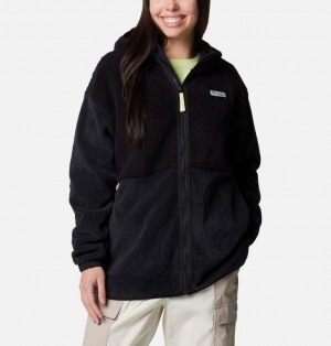 Black Women Columbia PFG Open Water™ Hooded Sherpa Fleece Jackets | 45614654