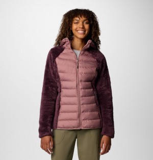 Burgundy Women Columbia Powder Lite™ II Sherpa Hybrid Fleece Puffer Jacket | 3334389