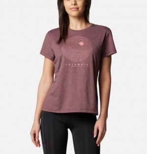 Burgundy Women Columbia Sloan Ridge™ Technical Graphic T Shirts | 90721585