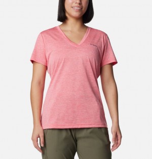 Coral Women Columbia Hike™ V-Neck Technical T Shirts | 2894572