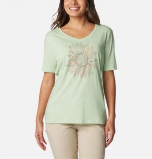 Green Women Columbia Bluebird Day™ Casual Graphic T Shirts | 33788862