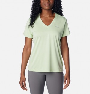 Green Women Columbia Hike™ V-Neck Technical T Shirts | 56234157