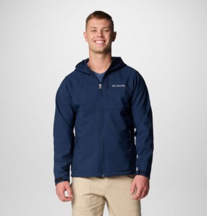 Navy Men Columbia Ascender™ II Hooded Softshell Hiking Jackets | 27845557