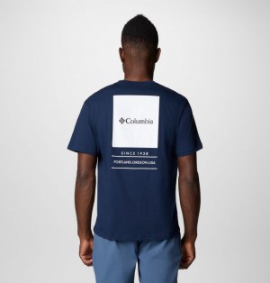 Navy Men Columbia Barton Springs™ Graphic T Shirts | 88579701