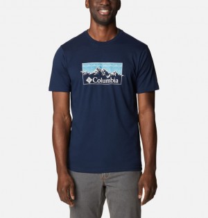 Navy Men Columbia CSC™ Seasonal Logo T Shirts | 17592379