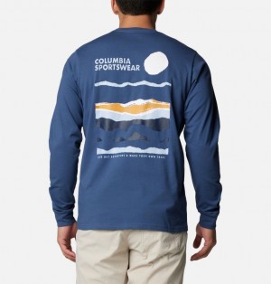 Navy Men Columbia Explorers Canyon™ Long Sleeve T Shirts | 67581982