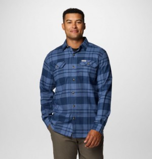 Navy Men Columbia Flare Gun™ Stretch Flannel Shirts | 28289581