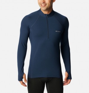 Navy Men Columbia Omni-Heat™ Midweight Half Zip T Shirts | 29045629