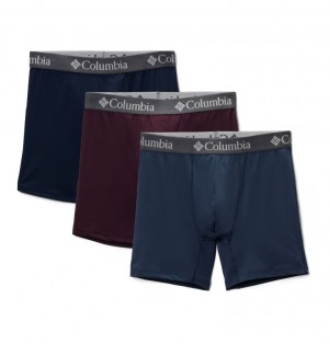 Navy Men Columbia Poly Stretch Boxer Briefs - 3 Pack Briefs | 21366872