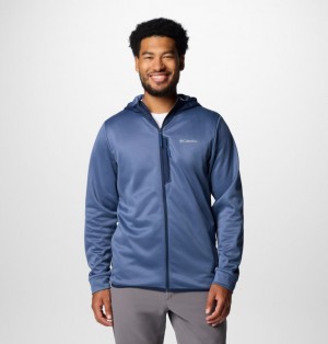 Navy Men Columbia Tech™ Fleece Hooded Jackets | 52239173