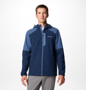 Navy Men Columbia Tech™ Softshell Hooded Jackets | 38163913