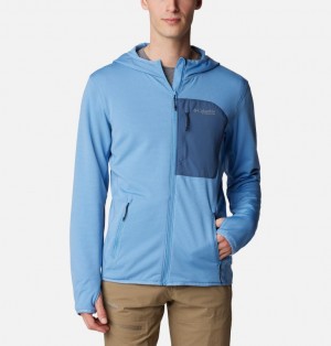 Navy Men Columbia Triple Canyon™ Hooded Grid Fleece Jackets | 93569610