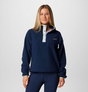 Navy Women Columbia Helvetia™ II Cropped Sherpa Half Snap Fleece | 38715139