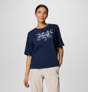 Navy Women Columbia North Cascades™ Relaxed T Shirts | 22994890