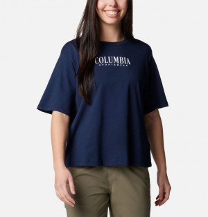 Navy Women Columbia North Cascades™ Relaxed T Shirts | 16863582