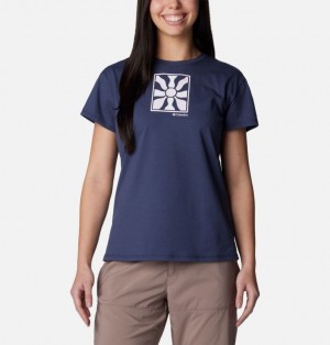 Navy Women Columbia Sun Trek™ Technical Graphic T Shirts | 13677398