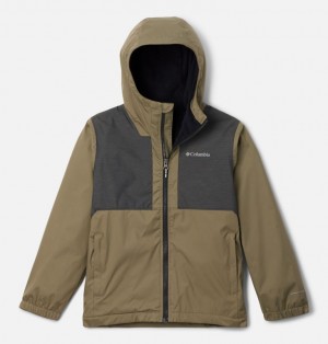 Olive Boys's Columbia Rainy Trails™ II Fleece Lined Waterproof Jackets | 13202881