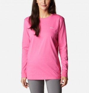 Pink Women Columbia North Cascades™ Back Graphic Long Sleeve T Shirts | 21065969