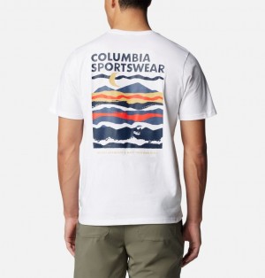 White Men Columbia Explorers Canyon™ Back Graphic T Shirts | 98616942