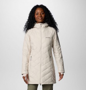 White Women Columbia Heavenly™ Long Hooded Insulated Puffer Jacket | 18739500