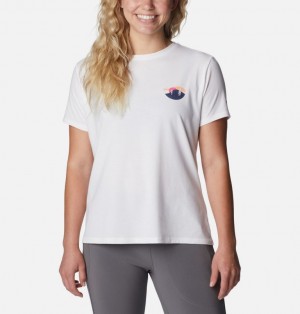 White Women Columbia Sun Trek™ II Technical Graphic T Shirts | 12189477