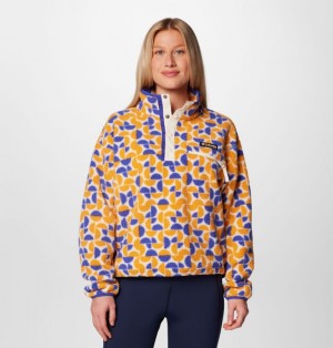 Yellow Women Columbia Helvetia™ II Cropped Sherpa Half Snap Printed Fleece | 3136920