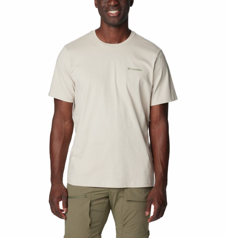 Beige Men Columbia Explorers Canyon™ Back Graphic T Shirts | 37727154