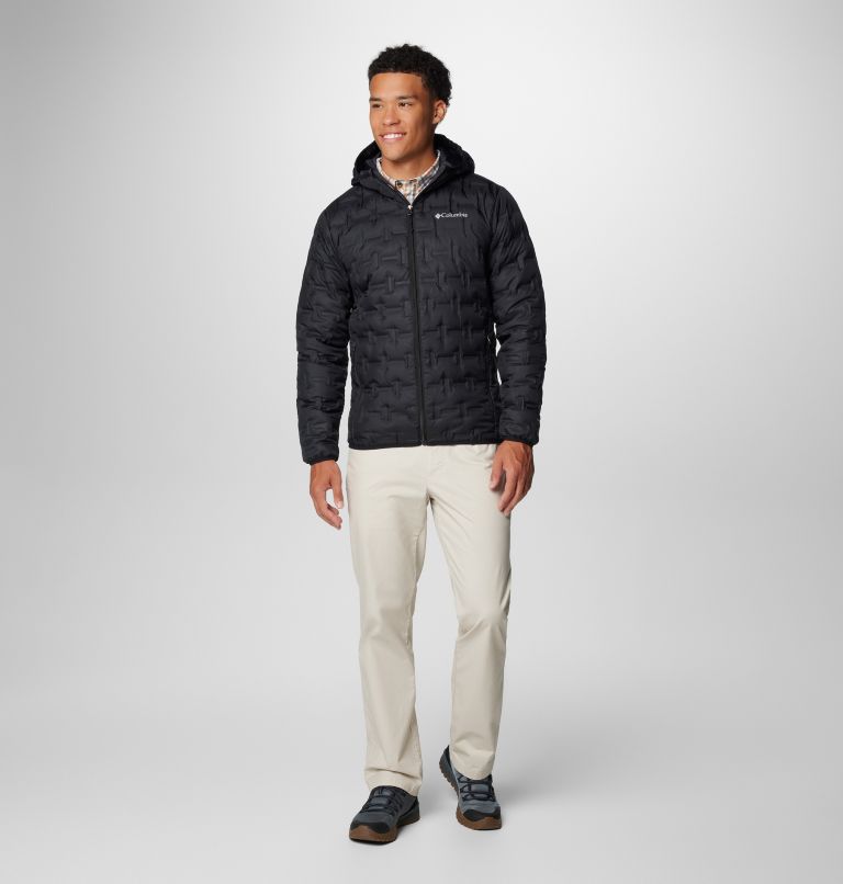 Black Men Columbia Delta Ridge Hooded Puffer Jacket | 86845748