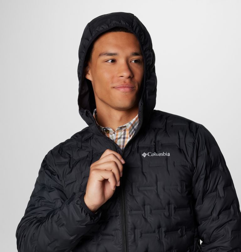 Black Men Columbia Delta Ridge Hooded Puffer Jacket | 86845748