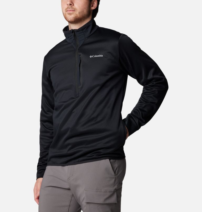 Black Men Columbia Tech™ Half Zip Fleece Jackets | 55299793