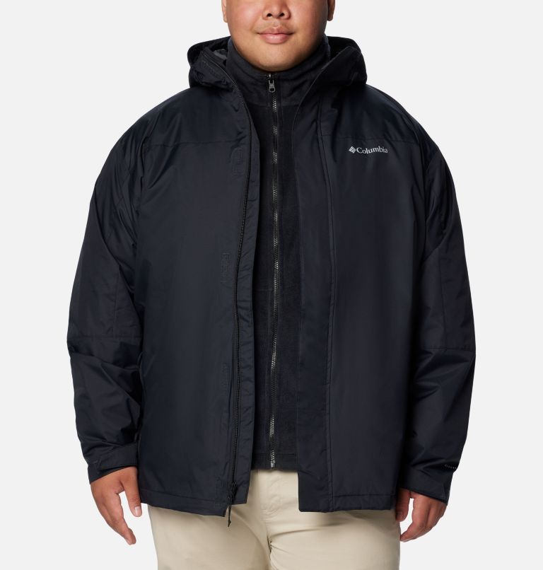 Black Men Columbia Tunnel Falls™ II 3-in-1 Waterproof Extended Size Jackets | 25810858