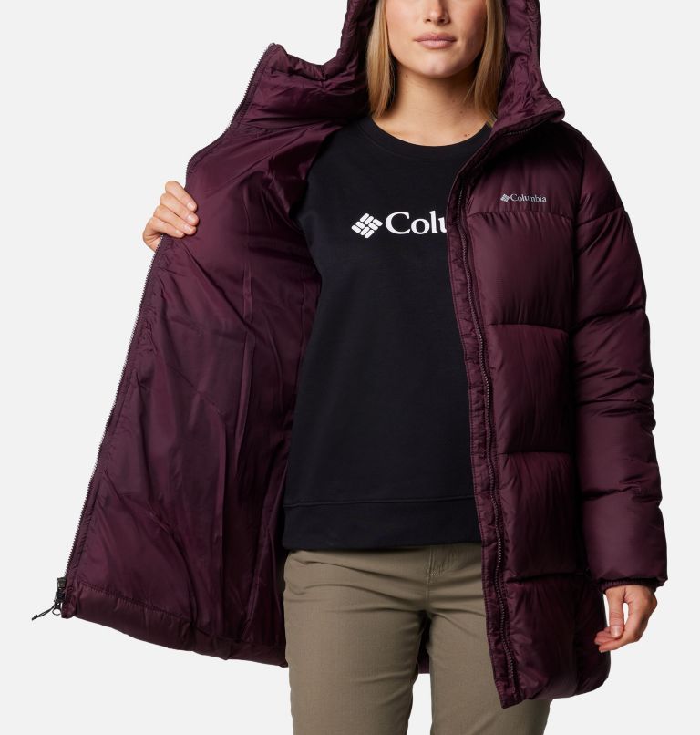 Burgundy Women Columbia Puffect™ II Hooded Mid Puffer Jacket | 50122429