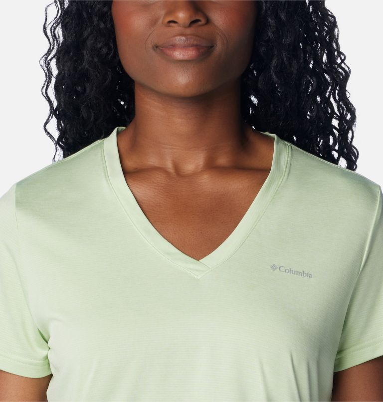 Green Women Columbia Hike™ V-Neck Technical T Shirts | 56234157