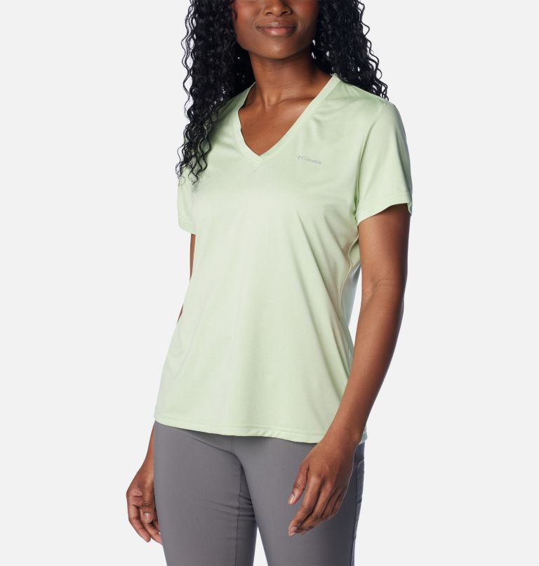 Green Women Columbia Hike™ V-Neck Technical T Shirts | 56234157