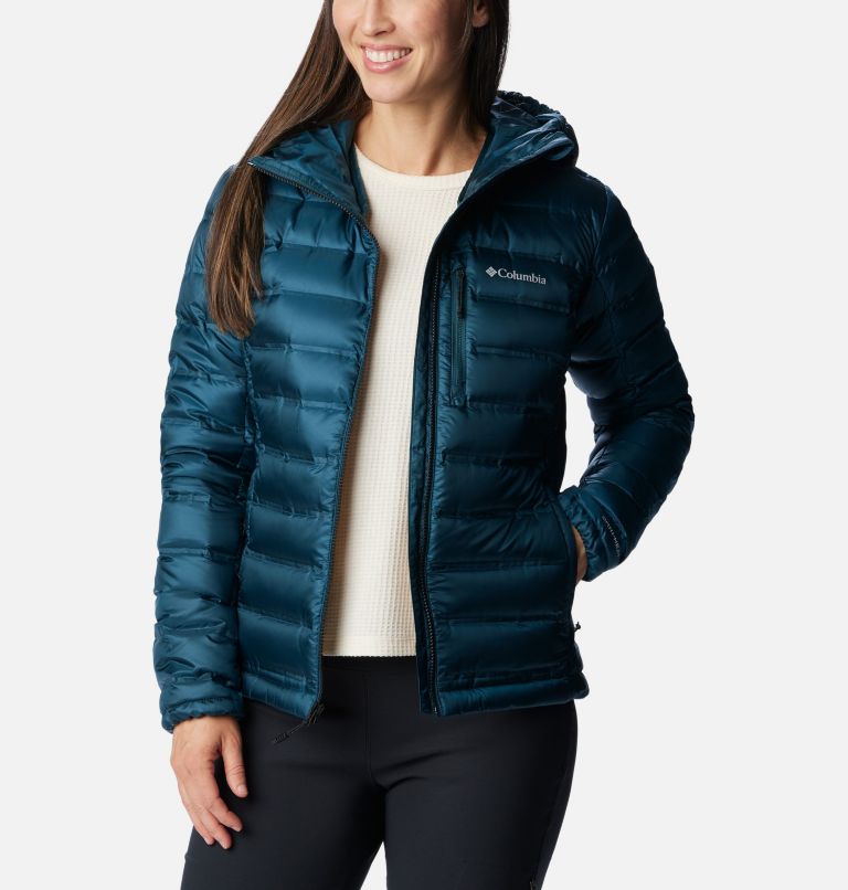 Green Women Columbia Pebble Peak™ Down Hooded Puffer Jacket | 24755929