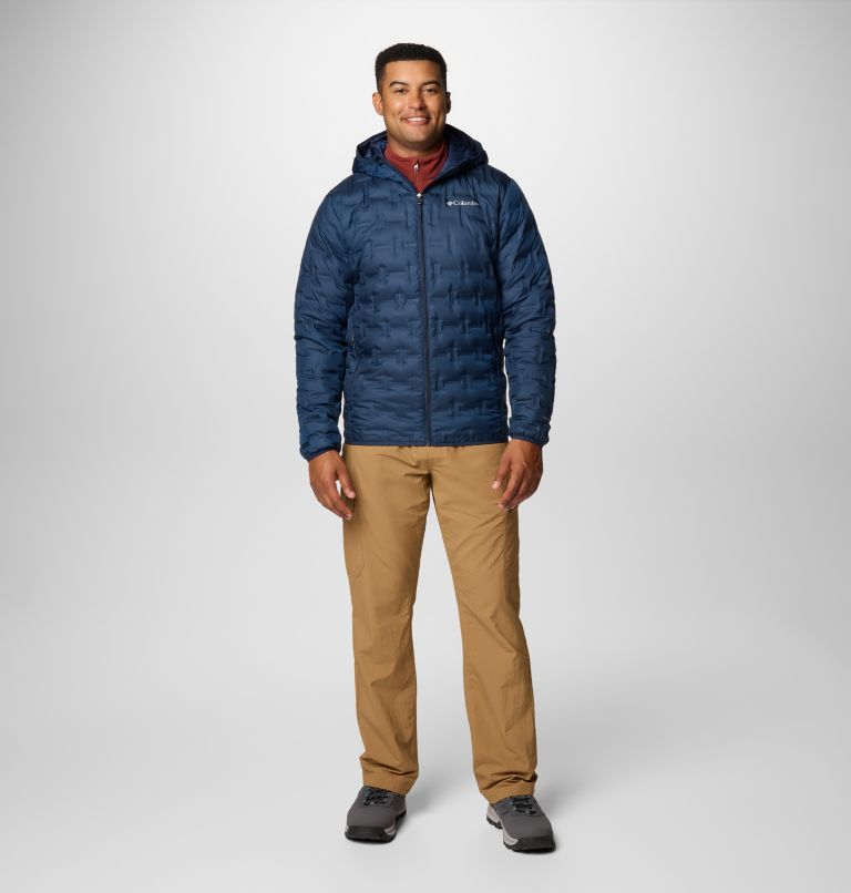 Navy Men Columbia Delta Ridge Hooded Puffer Jacket | 33581204