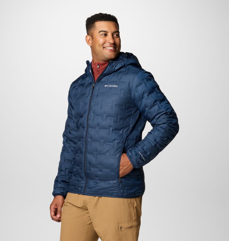 Navy Men Columbia Delta Ridge Hooded Puffer Jacket | 33581204