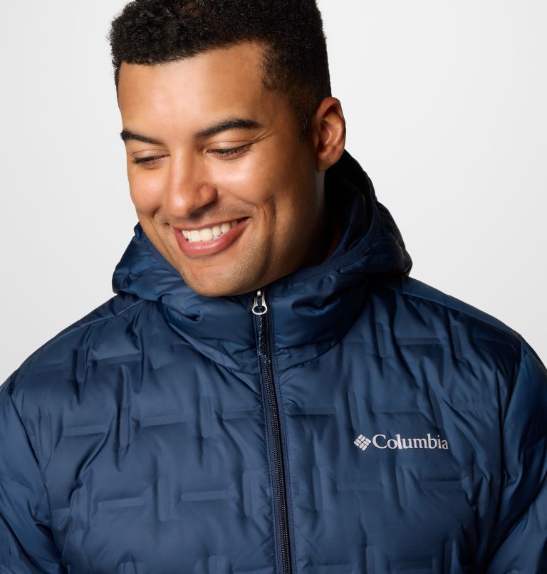 Navy Men Columbia Delta Ridge Hooded Puffer Jacket | 33581204