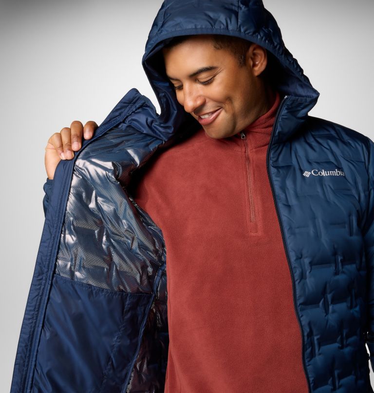 Navy Men Columbia Delta Ridge Hooded Puffer Jacket | 33581204