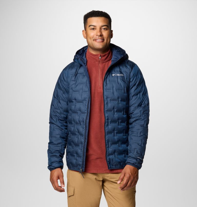 Navy Men Columbia Delta Ridge Hooded Puffer Jacket | 33581204