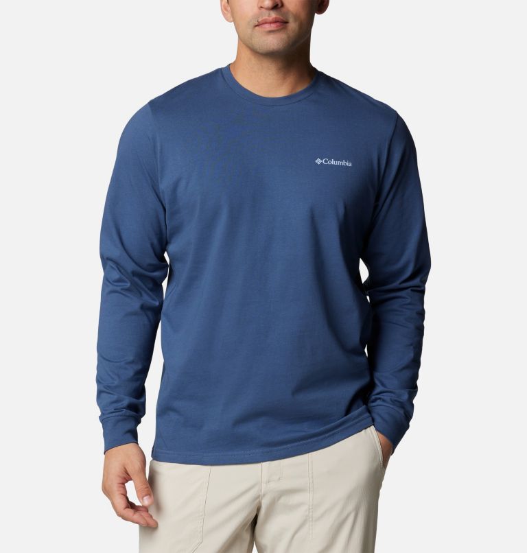 Navy Men Columbia Explorers Canyon™ Long Sleeve T Shirts | 67581982