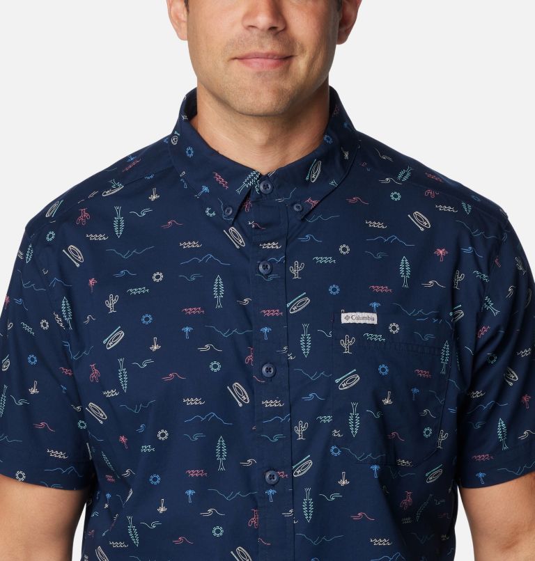 Navy Men Columbia Rapid Rivers™ Printed Short Sleeve Shirts | 22232752