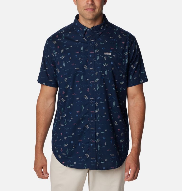 Navy Men Columbia Rapid Rivers™ Printed Short Sleeve Shirts | 22232752